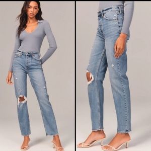 Abercrombie & Fitch The Dad High Rise Curve Love Button Fly Jeans